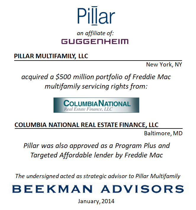 Pillar Multifamily, LLC and Columbia National Real Estate Finance, LLC