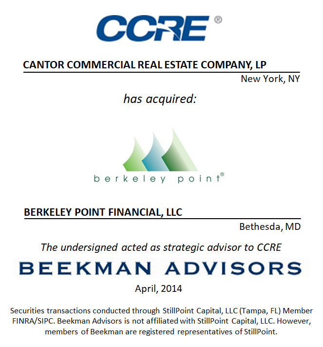 Cantor Commercial Real Estate Company, LP and Berkley Point Financial, LLC