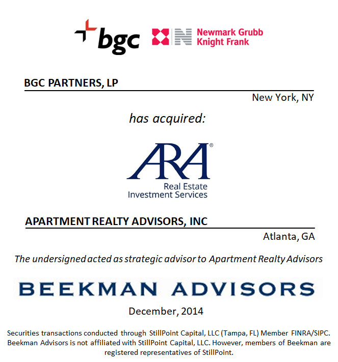 BGC Partners, LP and Apartment Realty Advisors, Inc