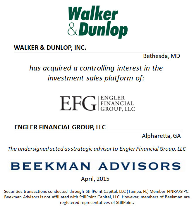 Walker & Dunlop, Inc. and Engler Financial Group, LLC